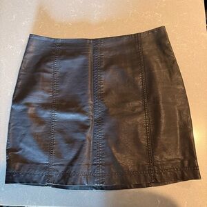 Free People Black Leather Mini Skirt